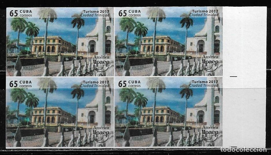 Sellos: CUBA 2017, TURISMO - CIUDAD TRINIDAD, EN BLOQUE DE 4 SIN DENTAR. MNH.