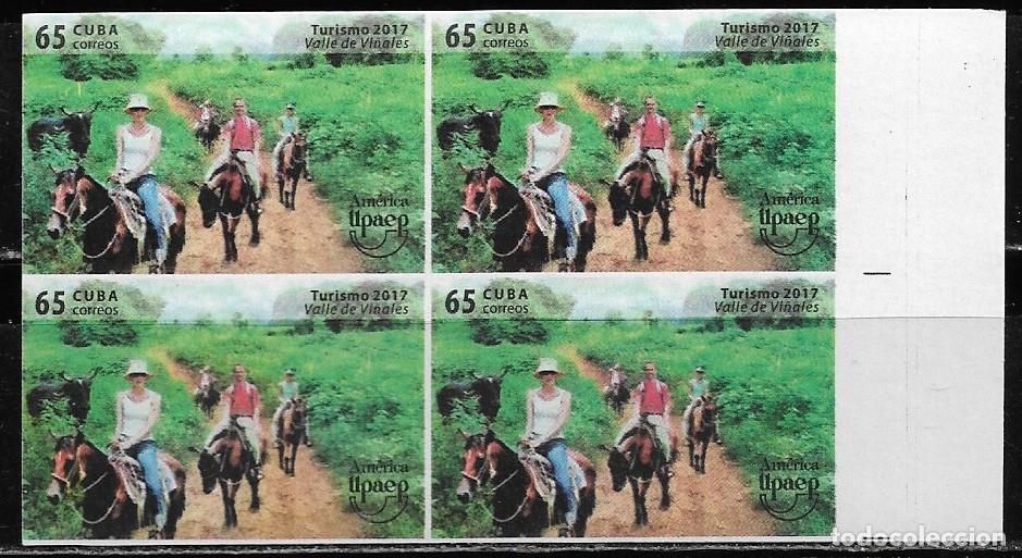Sellos: CUBA 2017, TURISMO - VALLE DE VI&Ntilde;ALES, EN BLOQUE DE 4 SIN DENTAR. MNH.