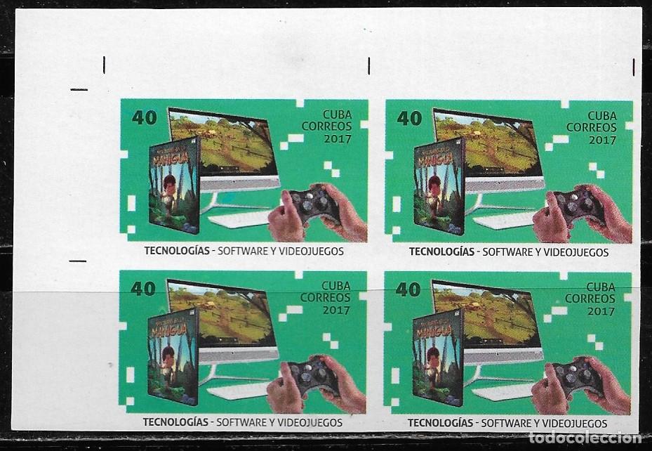 Sellos: CUBA 2017, TECNOLOG&Iacute;AS - SOFTWARE Y VIDEOJUEGOS, EN BLOQUE DE 4 SIN DENTAR. MNH.