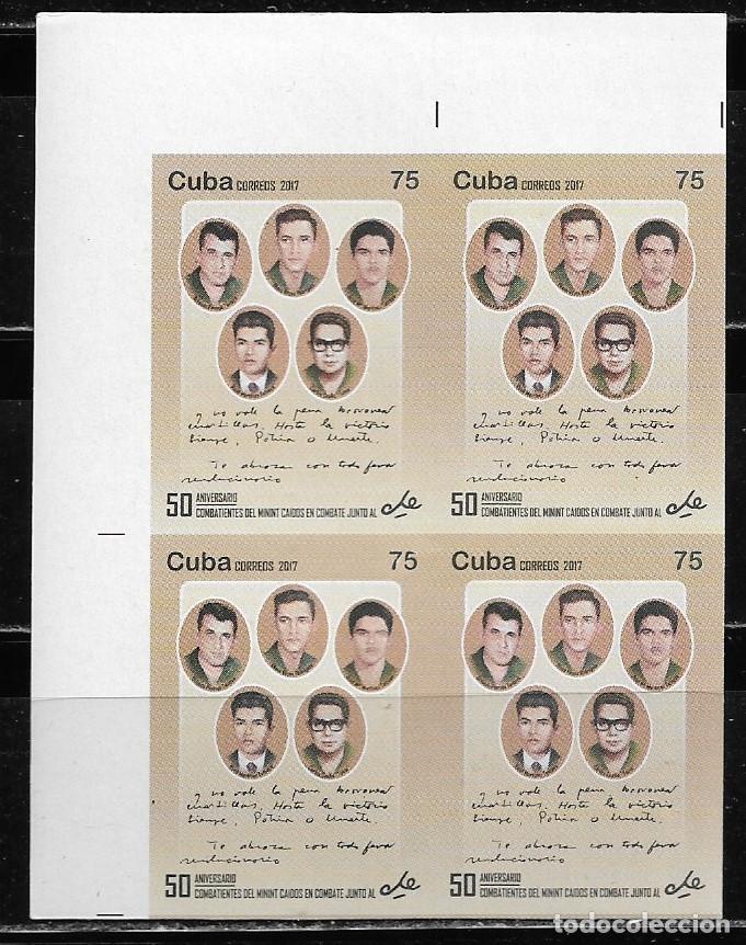 Briefmarken: CUBA 2017, COMBATIENTES CAIDOS CON EL CHE, EN BLOQUE DE 4 SIN DENTAR. MNH.