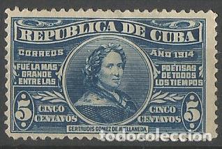 Sellos: CUBA 1914, CENTENARIO DEL NACIMIENTO DE LA POETISA GERTRUDIS G&Oacute;MEZ DE AVELLANEDA, MH.