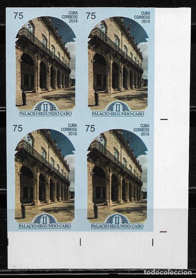 Sellos: CUBA 2018, PALACIO SEGUNDO CABO, BLOQUE DE 4 SIN DENTAR. MNH.