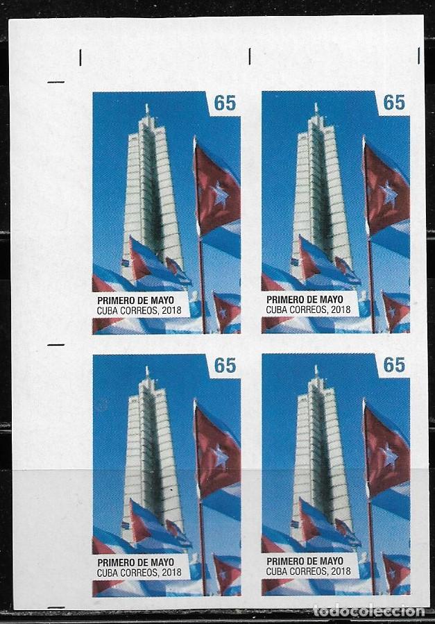 Francobolli: CUBA 2018, PRIMERO DE MAYO, BLOQUE DE 4 SIN DENTAR. MNH.