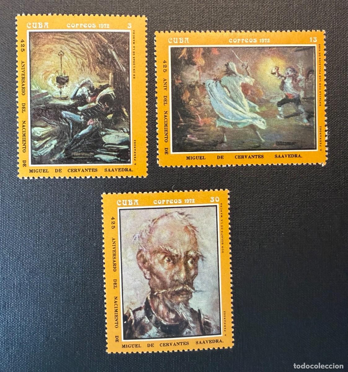 Sellos: Sellos Cuba 1972 425 Aniversario del nacimiento del escritor Miguel de Cervantes, 1.547 - 1.616. Pas