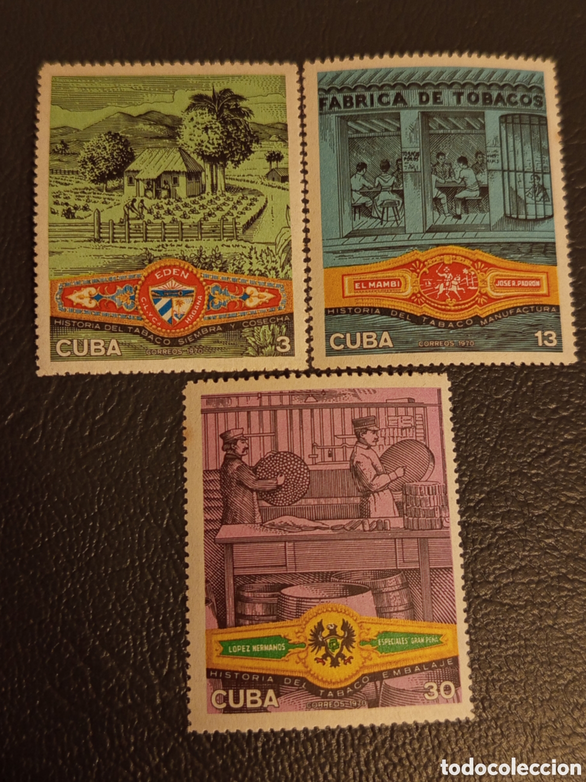 Sellos: Cuba 1970 - Serie Historia del Tabaco - Edifil 1358/60 MNH