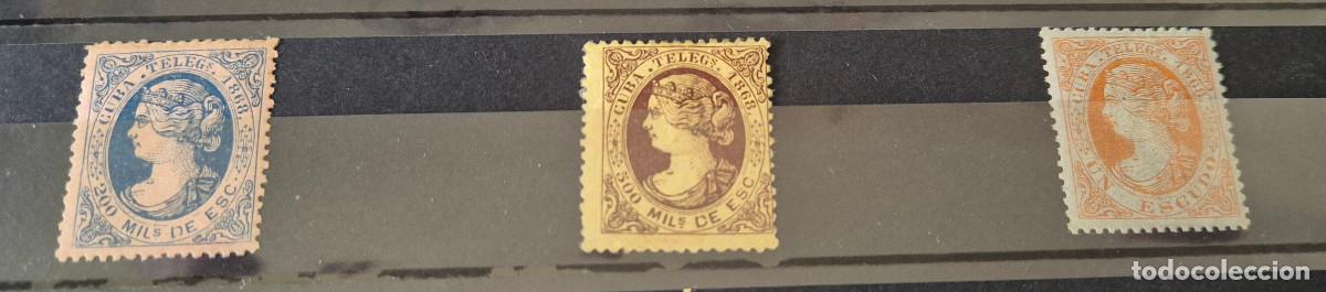 Sellos: CUBA sellos telegrafos 1868 Isabel II Edifil 1,2,3