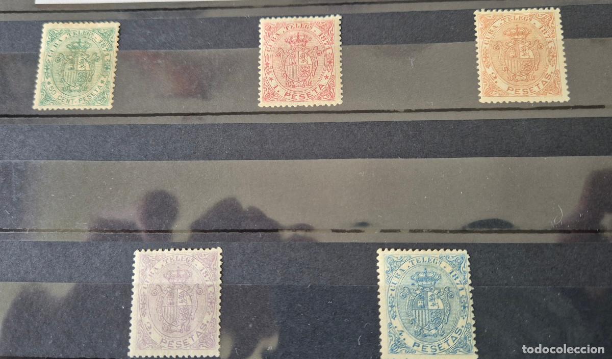 Sellos: CUBA sellos telegrafos 1871 escudo Espa&ntilde;a Edifil 15,16,17,18,19