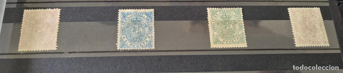 Sellos: CUBA sellos telegrafos 1872 escudo Espa&ntilde;a Edifil 21,22,23,24
