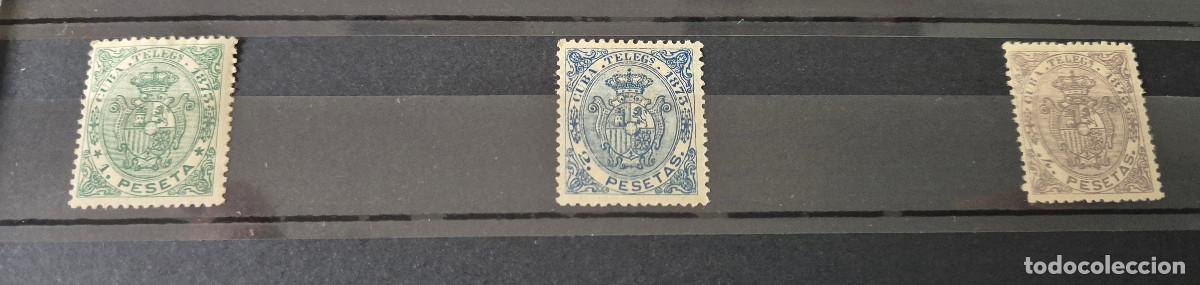 Sellos: CUBA sellos telegrafos 1873 escudo Espa&ntilde;a Edifil 25,26,27