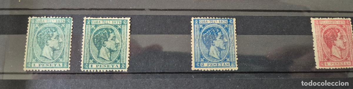Sellos: CUBA sellos telegrafos 1876 Alfonso XII Edifil 35,35a,36,37