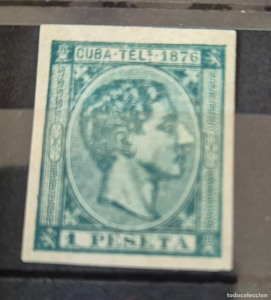 Sellos: CUBA sellos telegrafos 1876 Alfonso XII Edifil 35s sin dentar