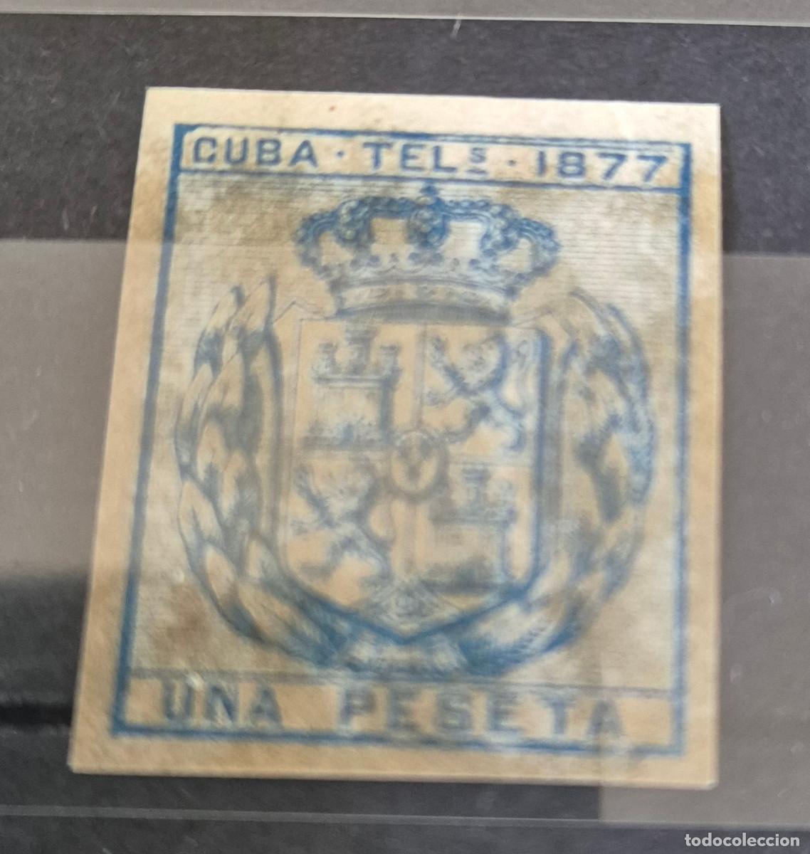 Sellos: CUBA sellos telegrafos 1877 escudo Espa&ntilde;a Edifil 38s,39s,y 42s sin dentar