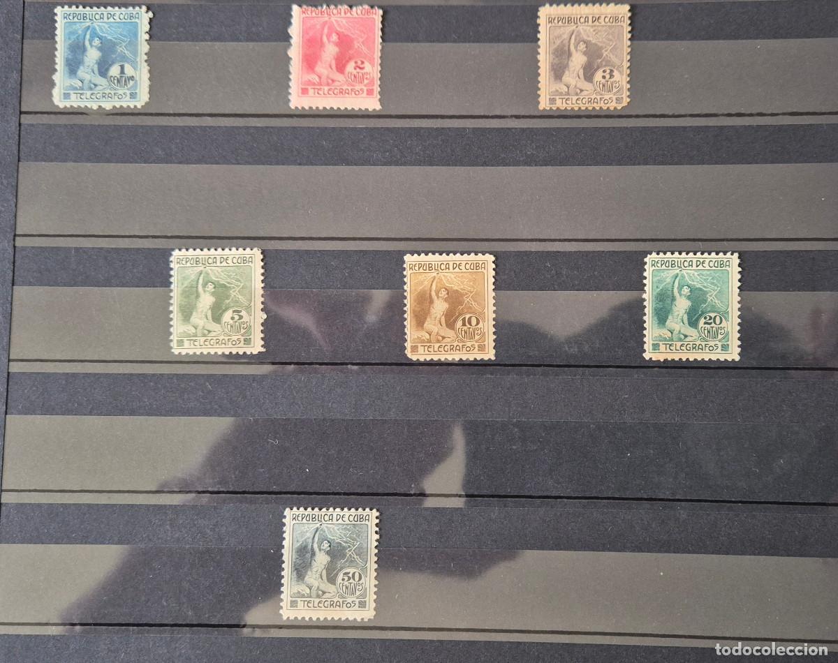 Sellos: CUBA sellos telegrafos 1916 alegoria del telegrafo Edifil 98 hasta 104 rara