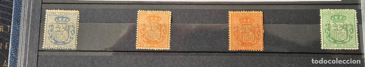 Sellos: CUBA sellos telegrafos 1892 escudo Espa&ntilde;a Edifil 73 hasta 76