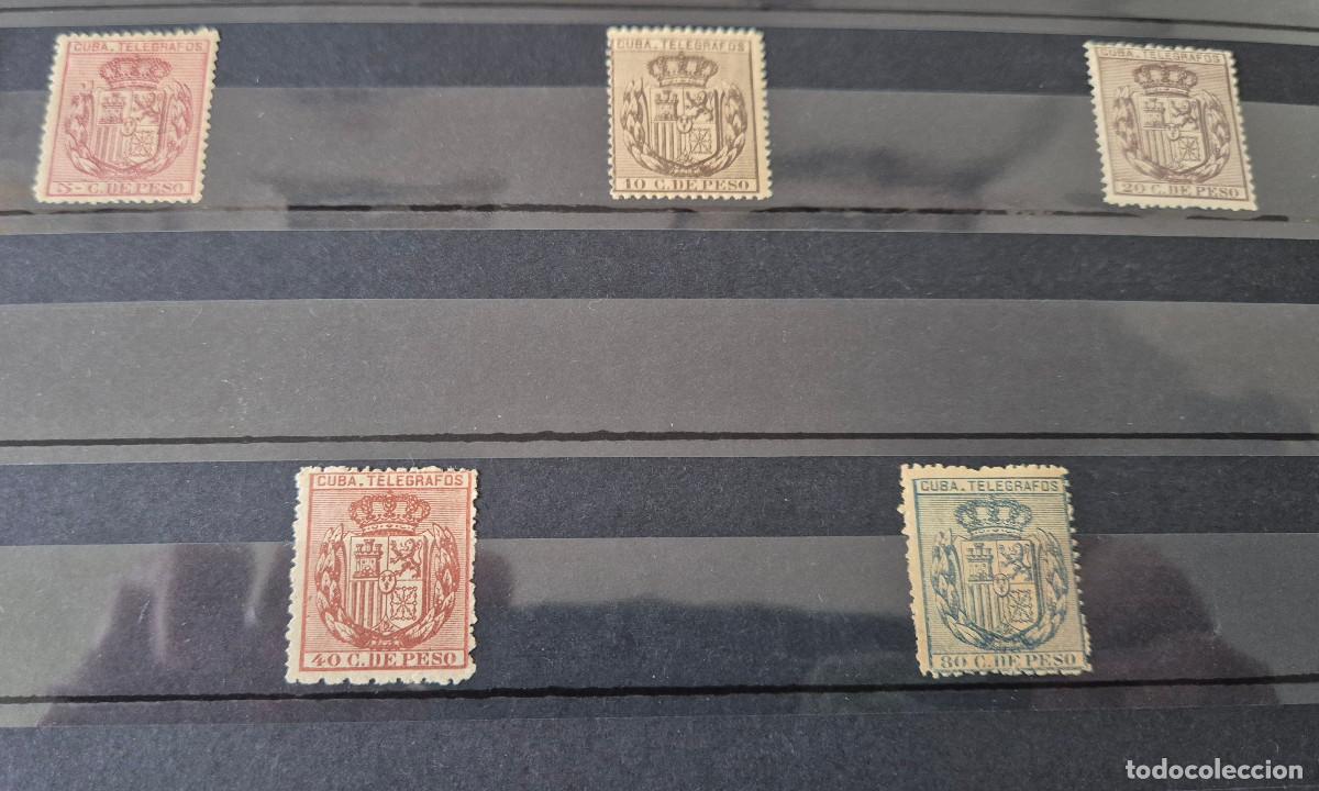 Sellos: CUBA sellos telegrafos 1890 escudo Espa&ntilde;a Edifil 68 hasta 72