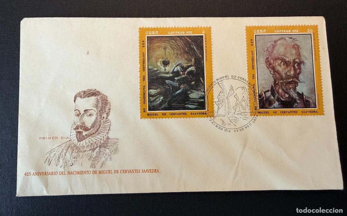 Sellos: Lote de 3 sellos de Cuba 1972 425 Aniversario del nacimiento del escritor Miguel de Cervantes, 1.547