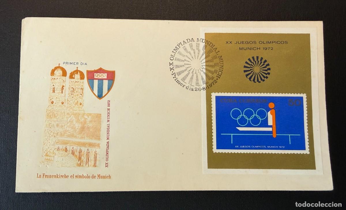 Sellos: Lote de 1 sellos de Cuba 1972 H. 39. Juegos Ol&iacute;mpicos. Munich&acute;72 1972 . 1 Sobre ilustrado
