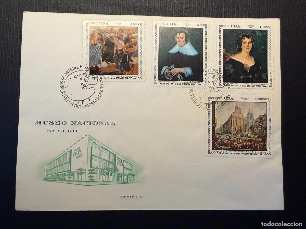 Sellos: Lote de 7 sellos de Cuba 1970 Museo Nacional. 2 Sobres ilustrados