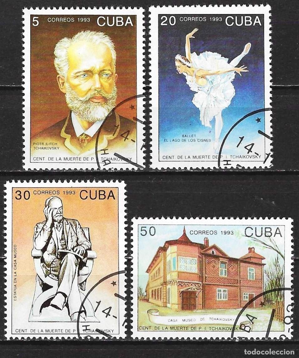 Sellos: Cuba 1993 - Mi 3718 a 3721 - YT 3329 a 3332 - Centenario de muerte de Tcha&iuml;kowski
