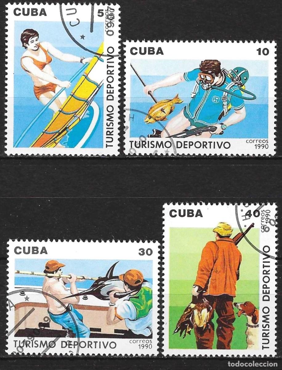Sellos: Cuba 1990 - Mi 3398 a 3401 - YT 3040 a 3043 - El turismo deportivo ( Serie completa )