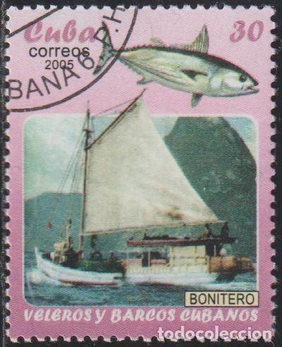 Sellos: Cuba 2005 Scott 4486 Sello * Barco de Pesca Veleros Peces Bonitero Fauna Michel 4708 Yvert 4253