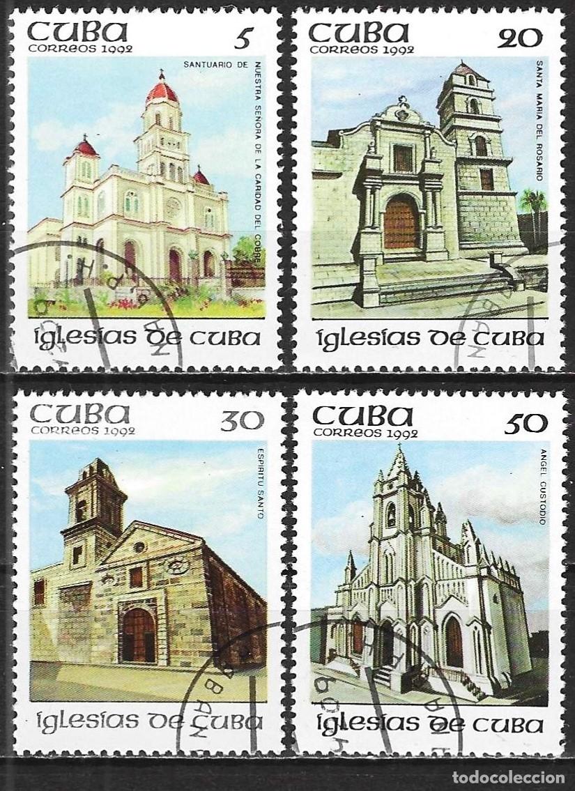 Sellos: Cuba 1992 - Mi 3645 a 3648 - YT 3273 a 3276 - Iglesias ( Serie completa )