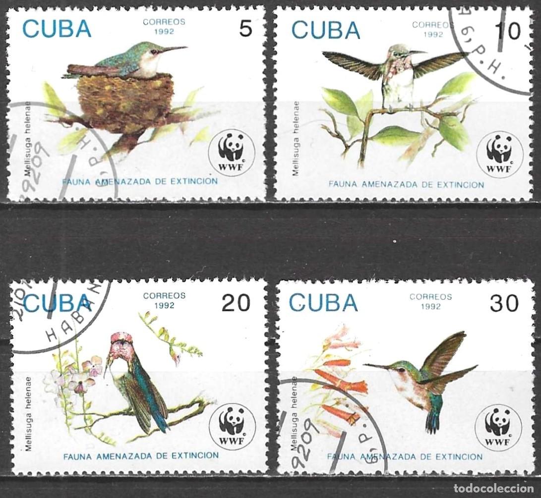 Sellos: Cuba 1992 - Mi 3589 a 3592 - YT 3224 a 3227 - WWF : Aves, Colibr&iacute;es