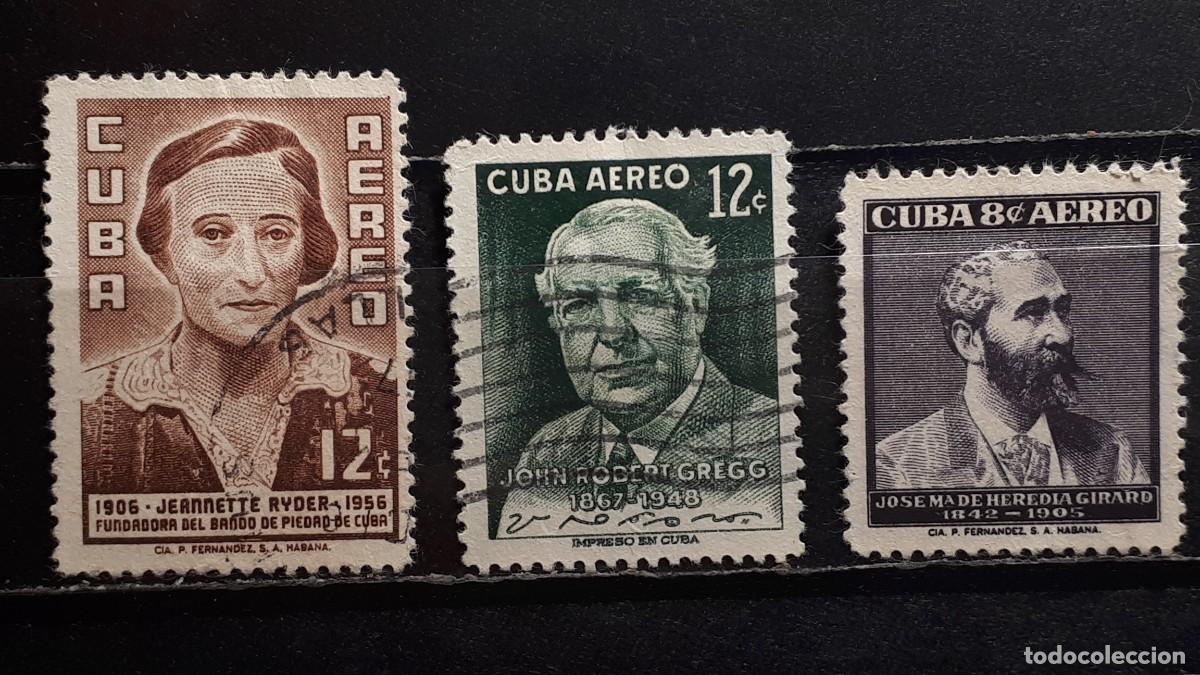 Sellos: CUBA. A&Ntilde;O 1957. &deg;. YVERT A&eacute;reo 163, 165/6