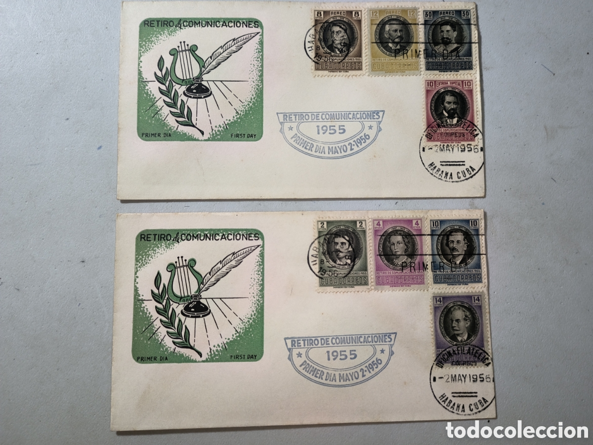 Sellos: Cuba,sobres primer d&iacute;a emisi&oacute;n retiro comunicaciones a&ntilde;o 1956