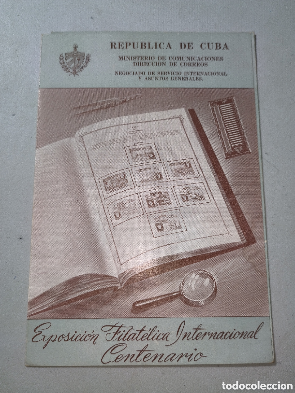 Sellos: Cuba,folleto de propaganda emisi&oacute;n exposici&oacute;n internacional del a&ntilde;o 1955.