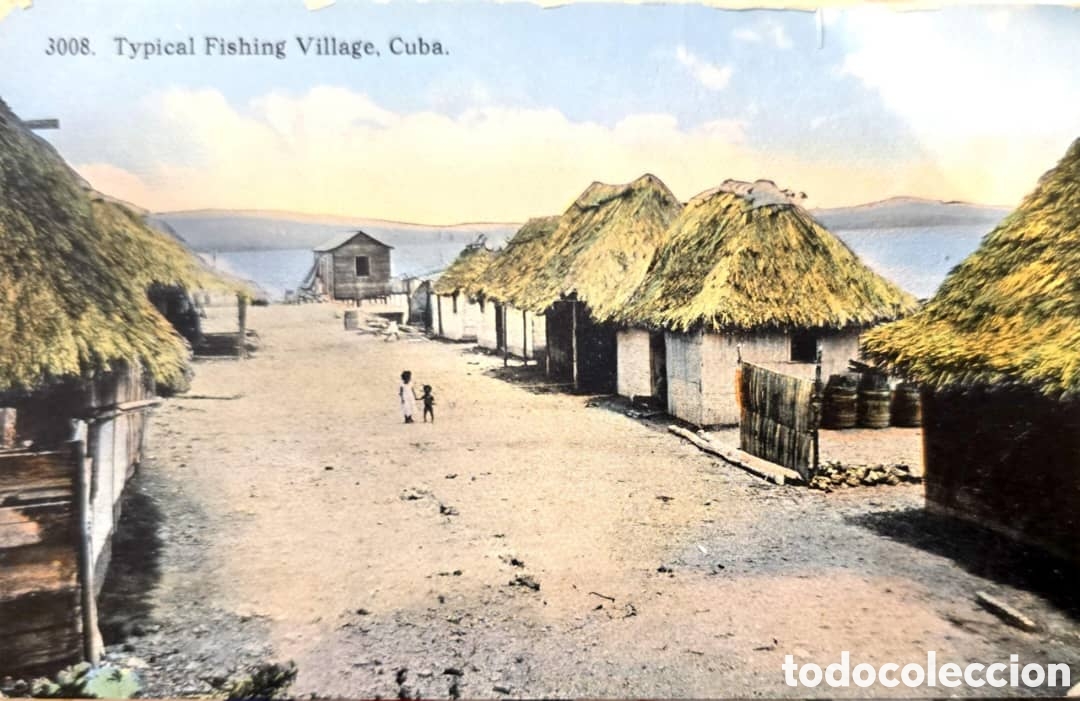 Sellos: CA)Caribbean &ndash; Early 20th Century &ndash; Fishing Village &ndash; Vintage postcard labeled &ldquo;Typical Fishing Vill