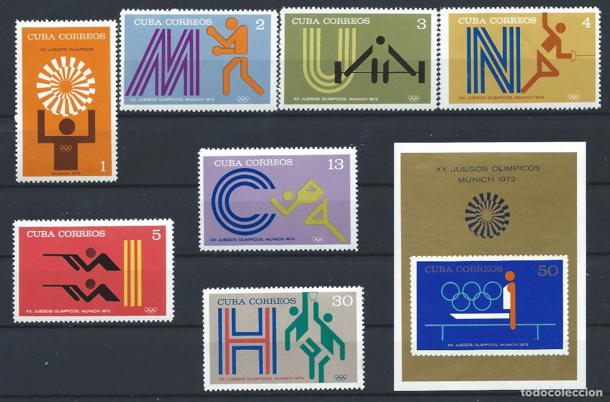 Sellos: Cuba N&deg;1594/1600 + Bloc 37** (MNH) 1972 - J.O de Munich