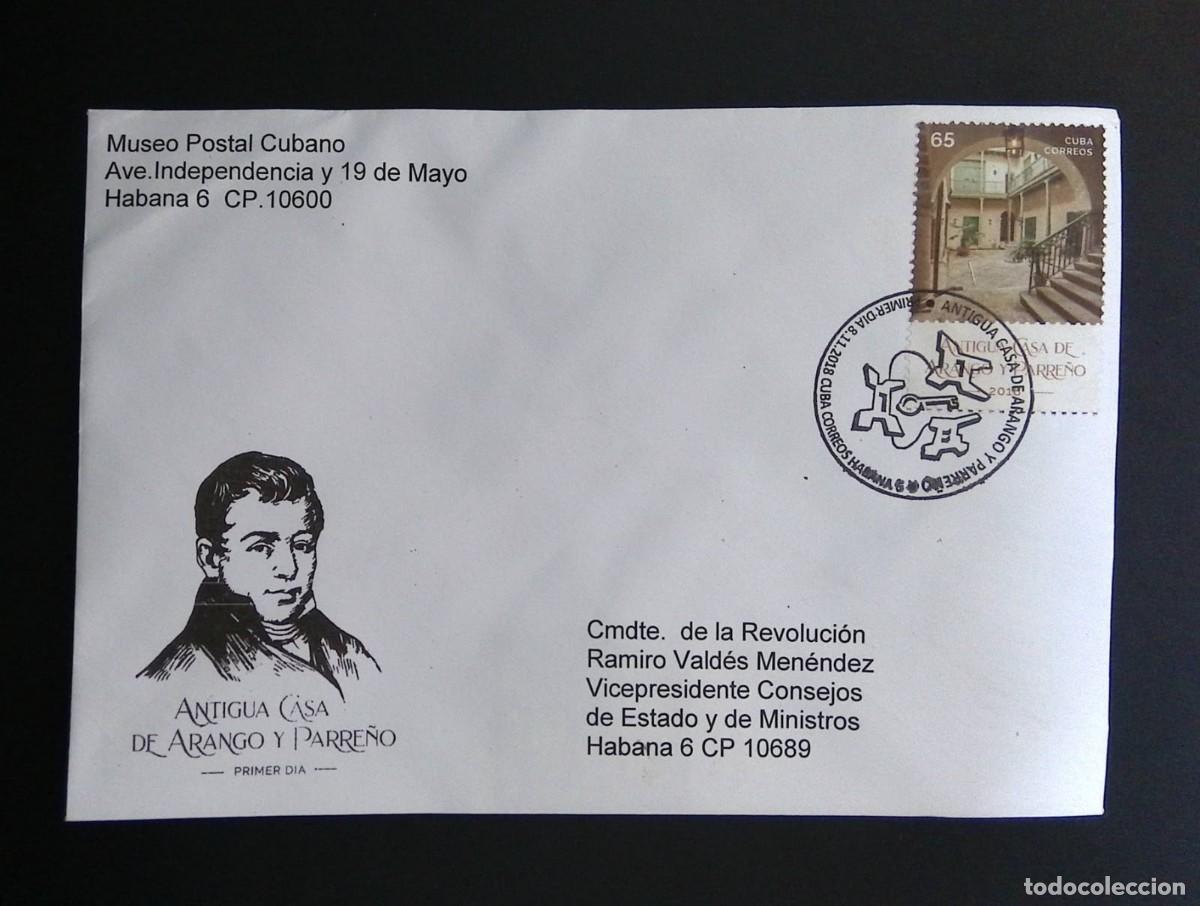 Sellos: KV)2018 CUBA, FIRST DAY COVER OF THE ANTIGUA CASA DE ARANGO Y PARRE&Ntilde;O SENT FROM THE CUBAN POSTAL MUS