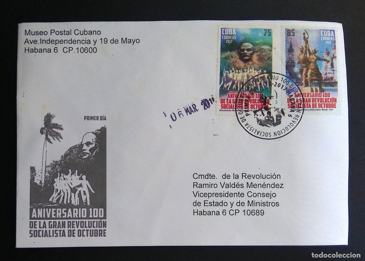 Sellos: KV)2017 CUBA, FIRST DAY COVER OF THE CENTENARY OF THE GREAT OCTOBER SOCIALIST REVOLUTION SENT FROM T