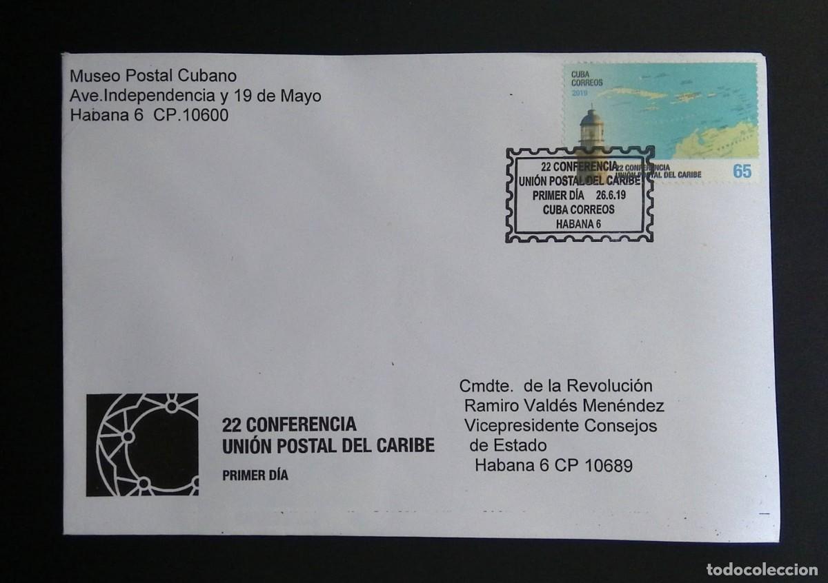 Sellos: KV)2019 CUBA, FIRST DAY COVER OF THE 22ND CONFERENCE OF THE CARIBBEAN POSTAL UNION SENT FROM THE CUB