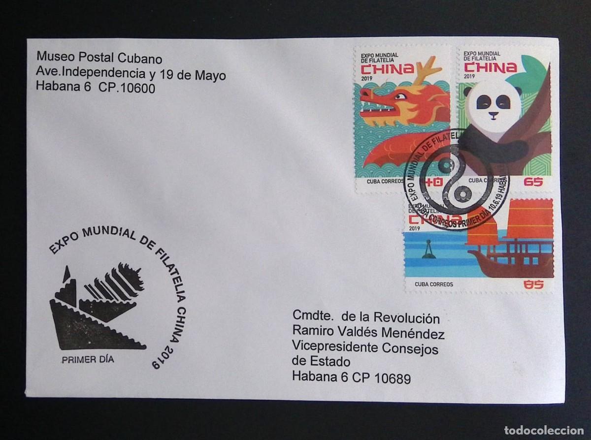 Sellos: KV)2019 CUBA, FIRST DAY COVER OF THE CHINA 2019 WORLD STAMP EXHIBITION SENT FROM THE CUBAN POSTAL MU