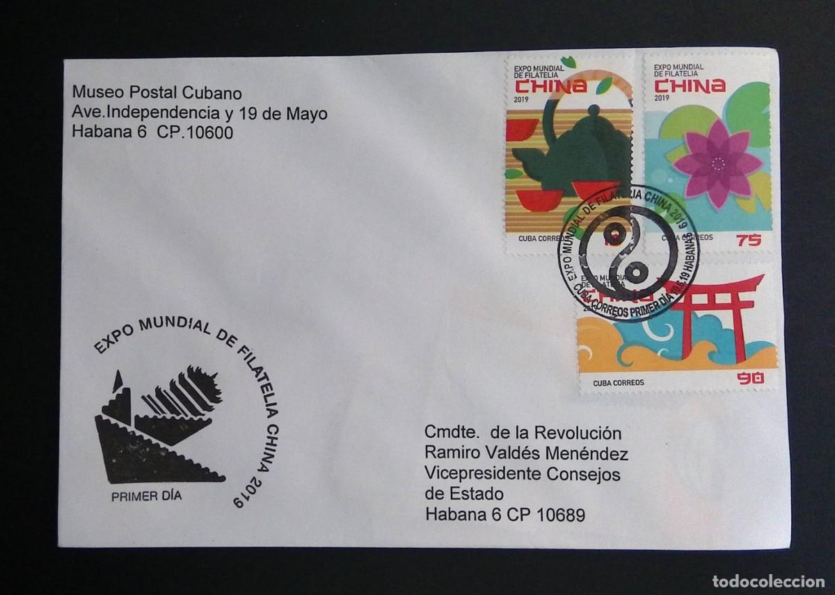Sellos: KV)2019 CUBA, FIRST DAY COVER OF THE CHINA 2019 WORLD STAMP EXHIBITION SENT FROM THE CUBAN POSTAL MU