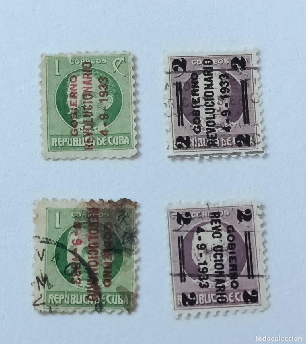 Sellos: Sellos Cuba 1933, Revoluci&oacute;n de 1933, Habilitaci&oacute;n de arriba abajo y de abajo arriba.