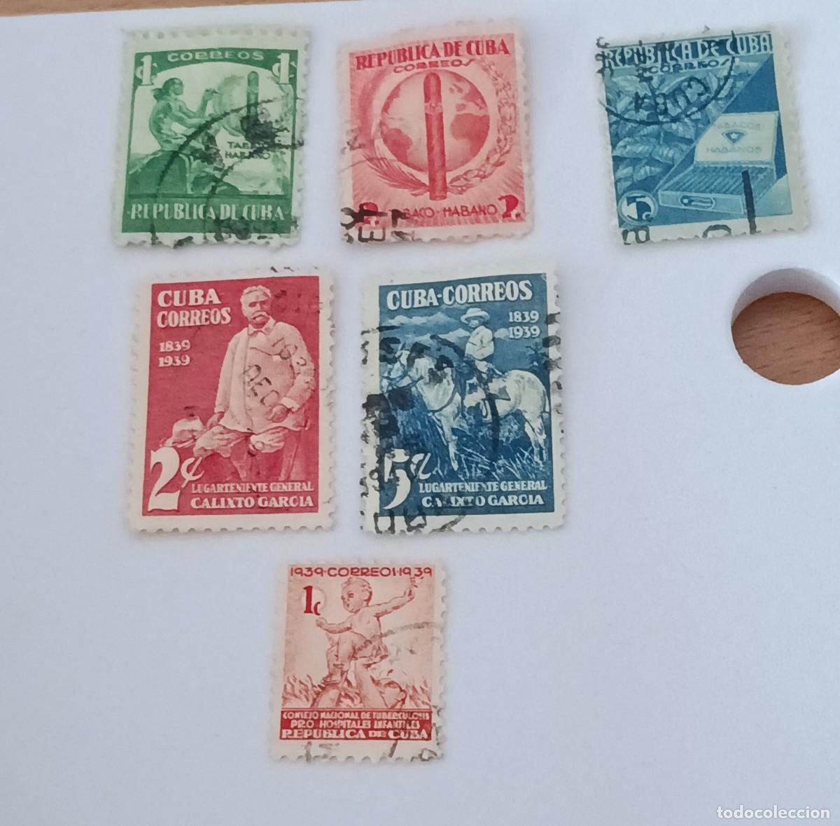 Sellos: Sellos Cuba 1939. propaganda del tabaco habano; centenario nacimiento de Calixto Garc&iacute;a y sobretasa