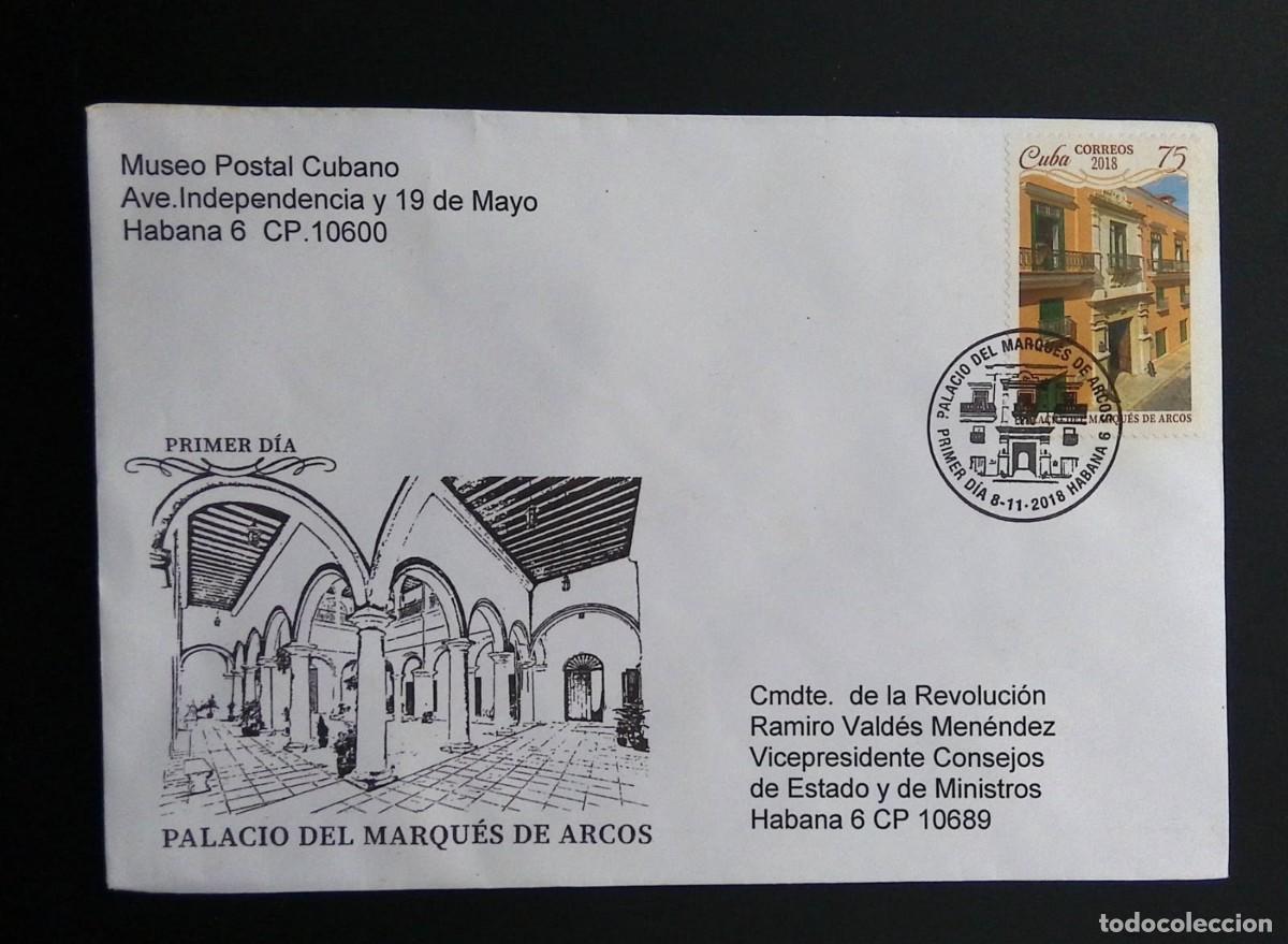 Sellos: KV)2018 CUBA, FIRST DAY COVER OF THE PALACE OF THE MARQU&Eacute;S DE ARCOS SENT FROM THE CUBAN POSTAL MUSEU