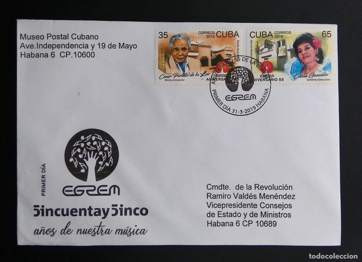 Selos: KV)2019 CUBA, FIRST DAY COVER OF THE 55TH ANNIVERSARY OF EGREM SENT FROM THE CUBAN POSTAL MUSEUM IN