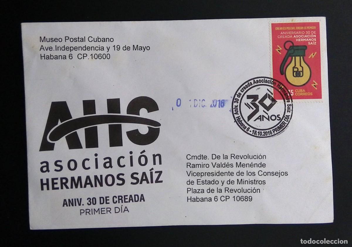 Sellos: KV)2016 CUBA, FIRST DAY COVER OF THE 30TH ANNIVERSARY OF THE HERMANOS SA&Iacute;Z ASSOCIATION SENT FROM THE
