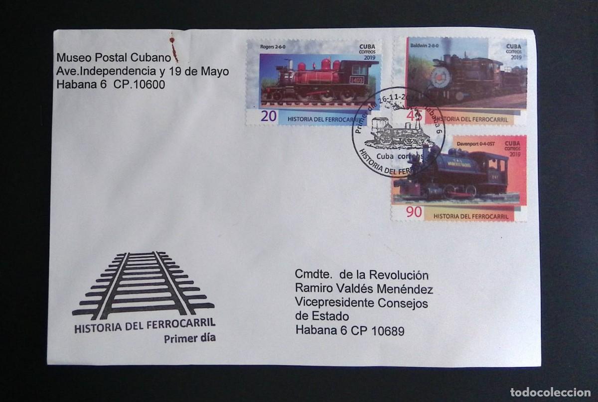 Sellos: KV)2019 CUBA, FIRST DAY COVER FOR THE RAILWAY HISTORY SERIES, MAILED FROM THE CUBAN POSTAL MUSEUM IN