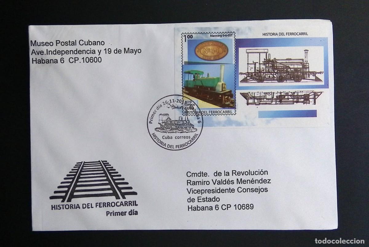 Sellos: KV)2019 CUBA, FIRST DAY COVER FOR THE RAILWAY HISTORY SERIES, MAILED FROM THE CUBAN POSTAL MUSEUM IN