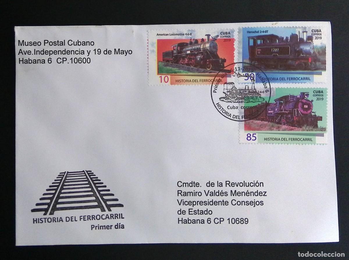 Sellos: KV)2019 CUBA, FIRST DAY COVER FOR THE RAILWAY HISTORY SERIES, MAILED FROM THE CUBAN POSTAL MUSEUM IN