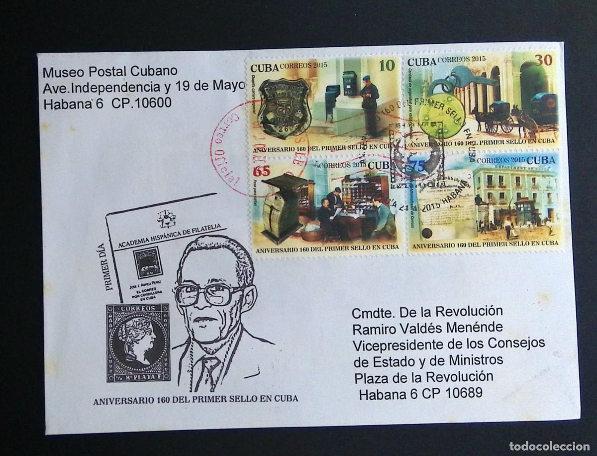 Sellos: KV)2015 CUBA, FIRST DAY COVER FOR THE 160TH ANNIVERSARY OF THE FIRST POSTAGE STAMP IN CUBA, MAILED F