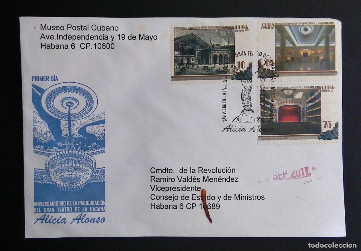 Sellos: KV)2017 CUBA, FIRST DAY COVER FOR THE 180TH ANNIVERSARY OF THE INAUGURATION OF THE GRAN TEATRO DE LA