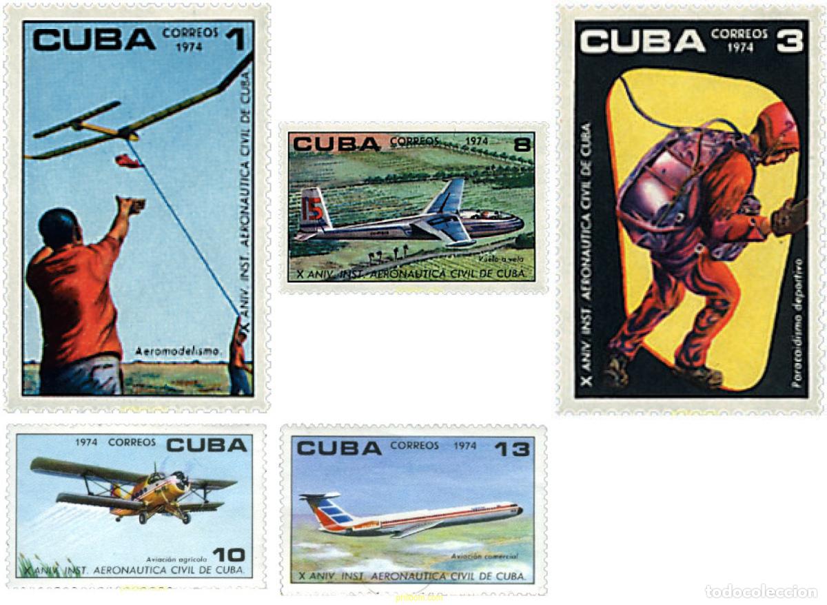 Sellos: 36181 MNH CUBA 1974 10 ANIVERSARIO DEL INSTITUTO AERONAUTICO CUBANO.