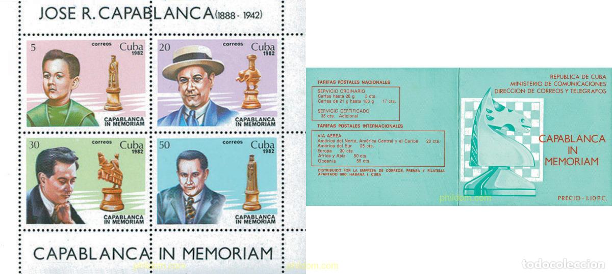 Sellos: 3207 MNH CUBA 1982 HOMENAJE AL CAMPEON DE AJEDREZ JOSE RAUL CAPABLANCA