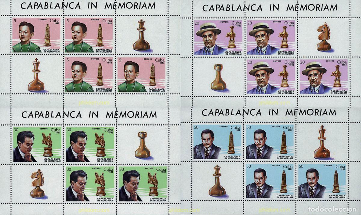 Sellos: 11554 MNH CUBA 1982 HOMENAJE AL CAMPEON DE AJEDREZ JOSE RAUL CAPABLANCA
